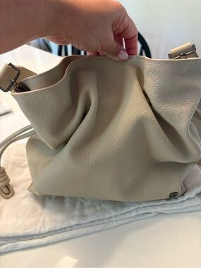Danier Pebble Leather Slouch Hobo in Light Beige